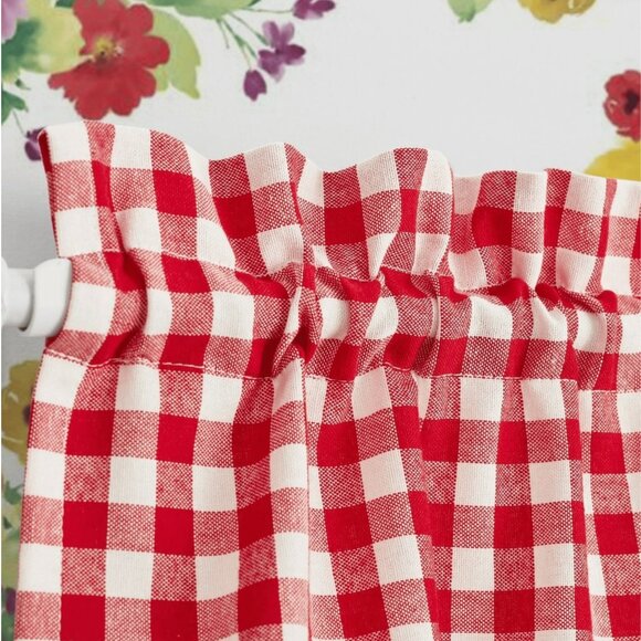 The Pioneer Woman Gingham Kitchen Curtain Set Red & White 3-Piece, Bundle of 6 - Picture 5 of 6